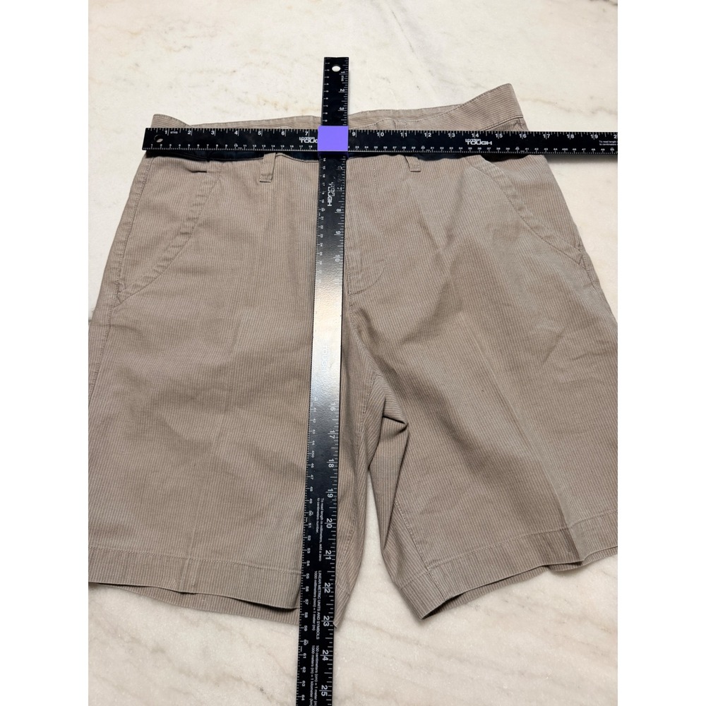 Armani Exchange Mens Pinstripe Utility Carpenter Shorts Tan Linen Blend 31 - Picture 10 of 11